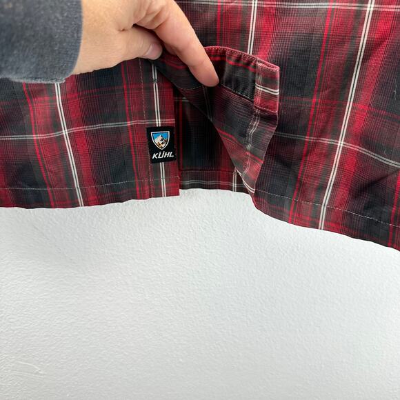 Kuhl Response Eluxur Long Sleeve Button Down Plaid Shirt Red Black Large - Picture 5 of 13